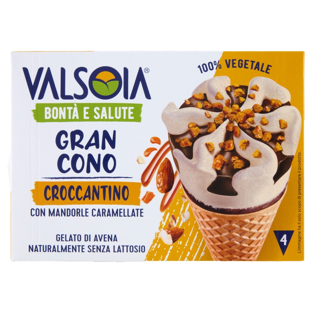 Valsoia Bontà e Salute Gran Cono Croccantino con Mandorle Caramellate 4 x 75 g