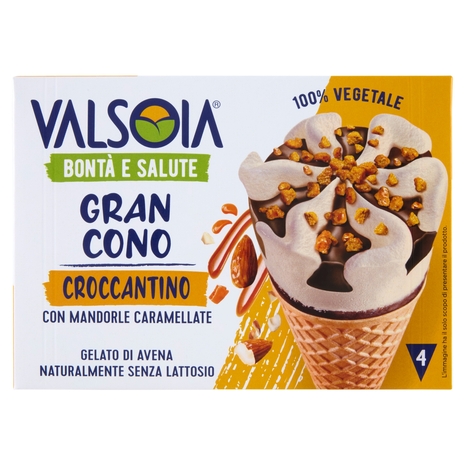 Valsoia Bontà e Salute Gran Cono Croccantino con Mandorle Caramellate 4 x 75 g