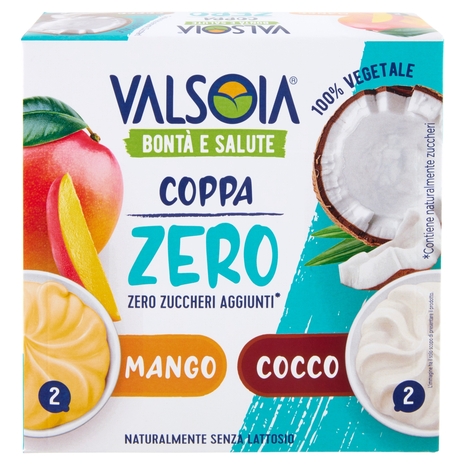 Valsoia Bontà e Salute Coppa Mango Cocco Zero Zuccheri Aggiunti* 4 x 70 g