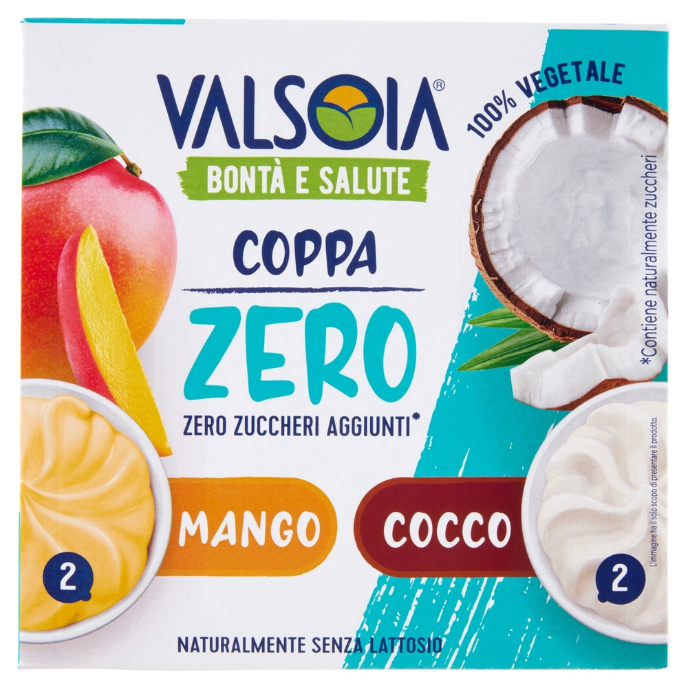 Valsoia Bontà e Salute Coppa Mango Cocco Zero Zuccheri Aggiunti* 4 x 70 g