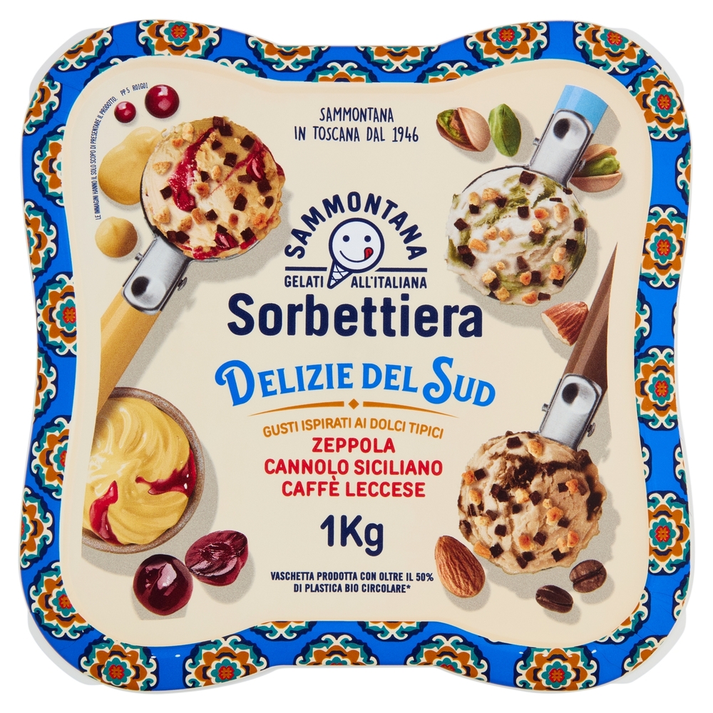 Sammontana Sorbettiera Delizie del Sud Zeppola, Cannolo Siciliano, Caffè Leccese 1 Kg