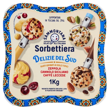 Sammontana Sorbettiera Delizie del Sud Zeppola, Cannolo Siciliano, Caffè Leccese 1 Kg