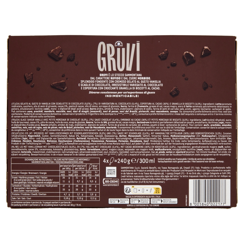 Sammontana Gruvi Splendido Fondente 4 x 60 g