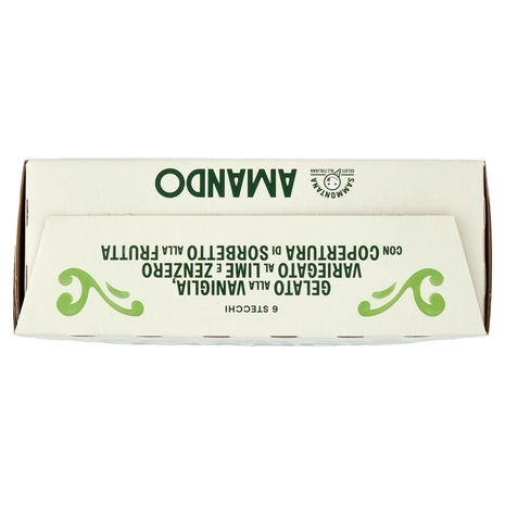 Sammontana Amando 6 Stecchi Gelato alla Vaniglia Variegato Lime e Zenzero Lime,Lampone,Mango 6x55g