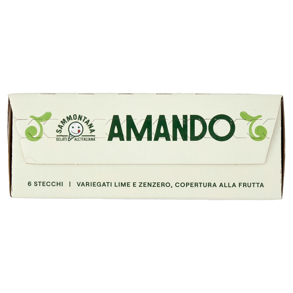 Sammontana Amando 6 Stecchi Gelato alla Vaniglia Variegato Lime e Zenzero Lime,Lampone,Mango 6x55g