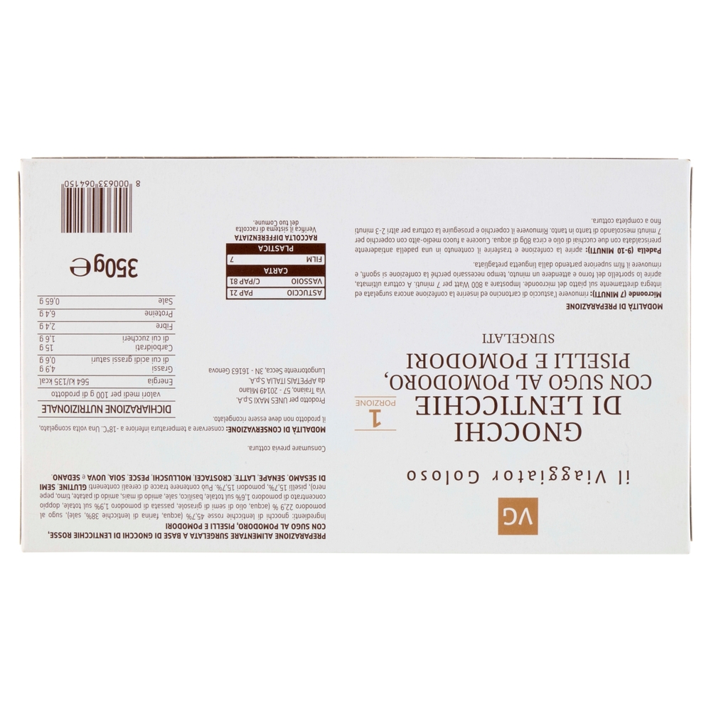 Gnocchi di Lenticchie con Sugo al Pomodoro, Piselli e Pomodori Il Viaggiator Goloso