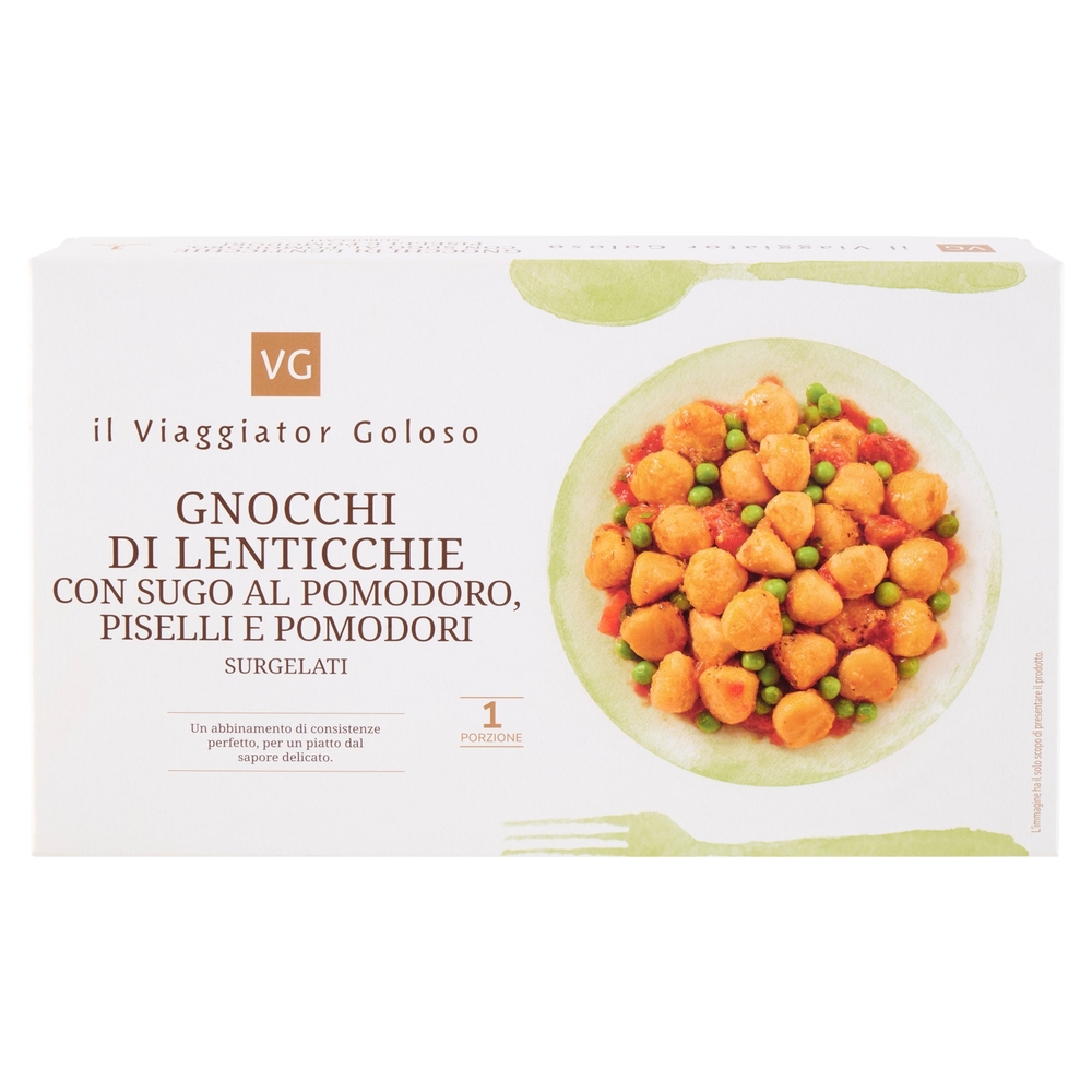 Gnocchi di Lenticchie con Sugo al Pomodoro, Piselli e Pomodori Il Viaggiator Goloso