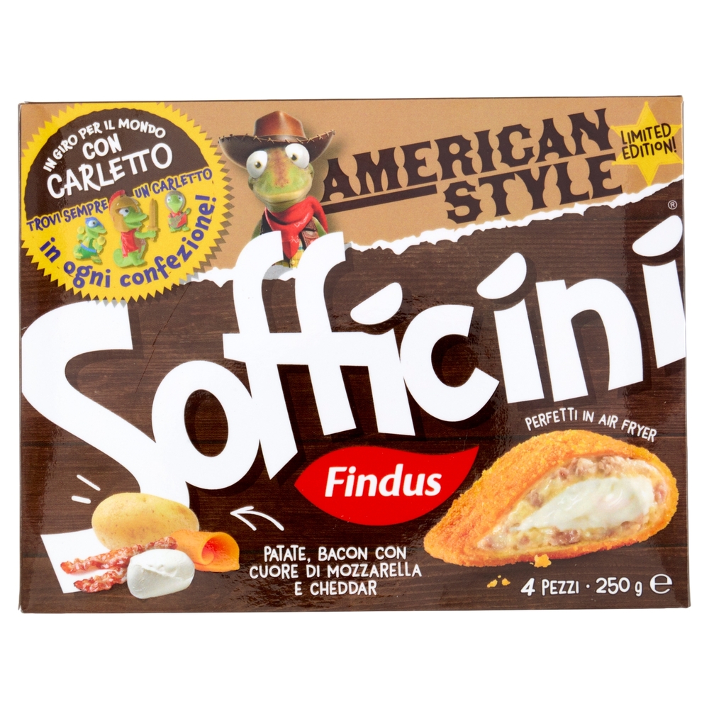 Sofficini Findus 4 Sofficini Patate, Bacon Con Cuore di Mozzarella e Cheddar 250 g