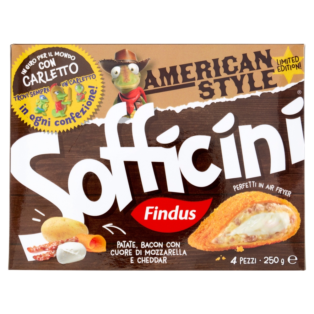 Sofficini Findus 4 Sofficini Patate, Bacon Con Cuore di Mozzarella e Cheddar 250 g