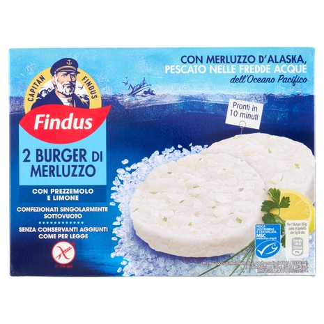 Capitan Findus 2 Burger di Merluzzo con prezzemolo e limone 170 g