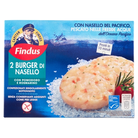 Capitan Findus 2 Burger di Nasello con pomodoro e rosmarino 170 g