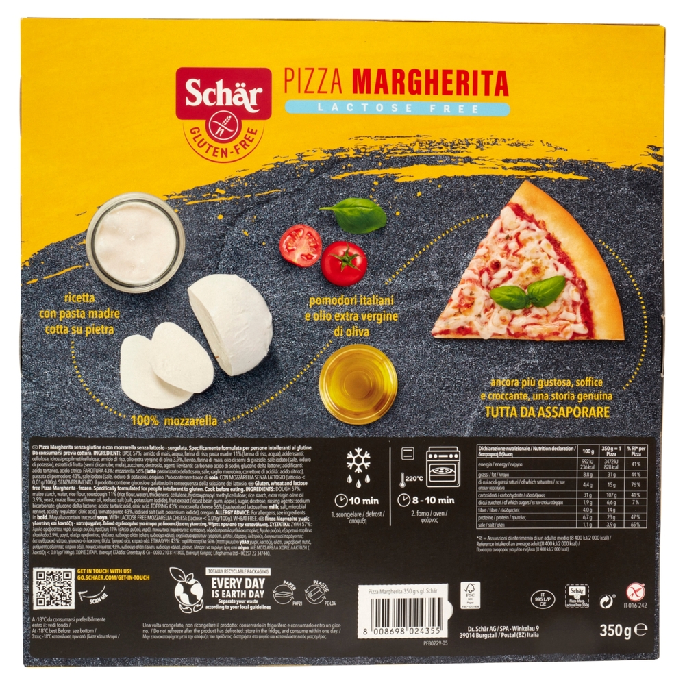 Schär Pizza Margherita Lactose Free 350 g