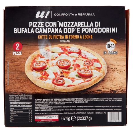 Pizze Bufala Campana DOP, Pomodorini,680 g, 2 Pezzi