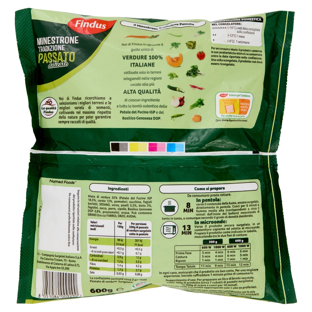 Findus Minestrone Tradizione Passato - con Verdure IGP e DOP 600 g