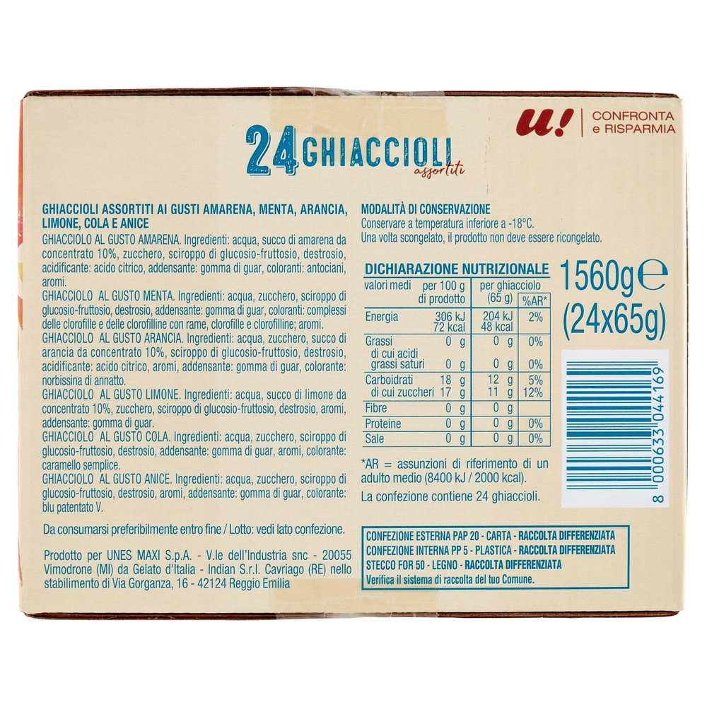 Ghiaccioli Assortiti, 1.56 kg, 24 Pezzi