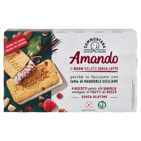 Sammontana Amando 4 Biscotti gelato alla Vaniglia variegati ai Frutti di Bosco 4 x 52 g