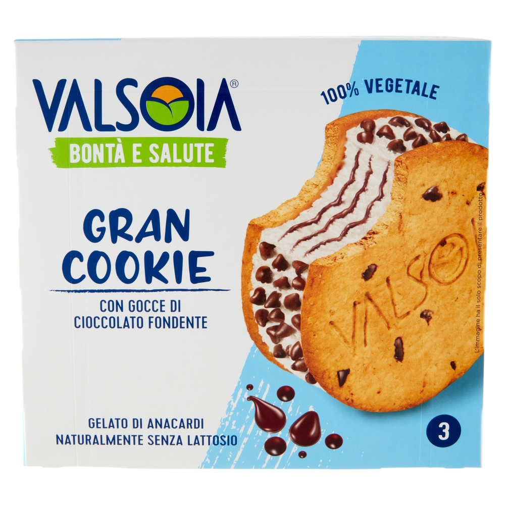 Valsoia Bontà e Salute Gran Cookie con Gocce di Cioccolato Fondente 3 x 90 g