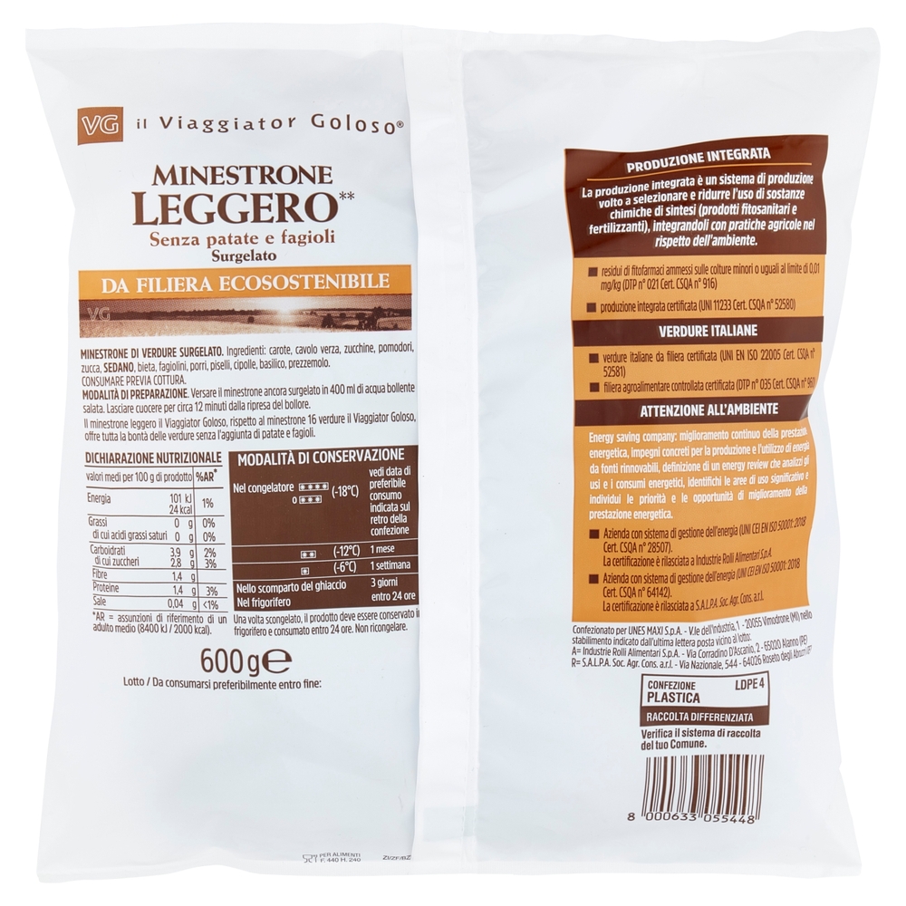 Minestrone Leggero da Filiera Ecosostenibile Il Viaggiator Goloso