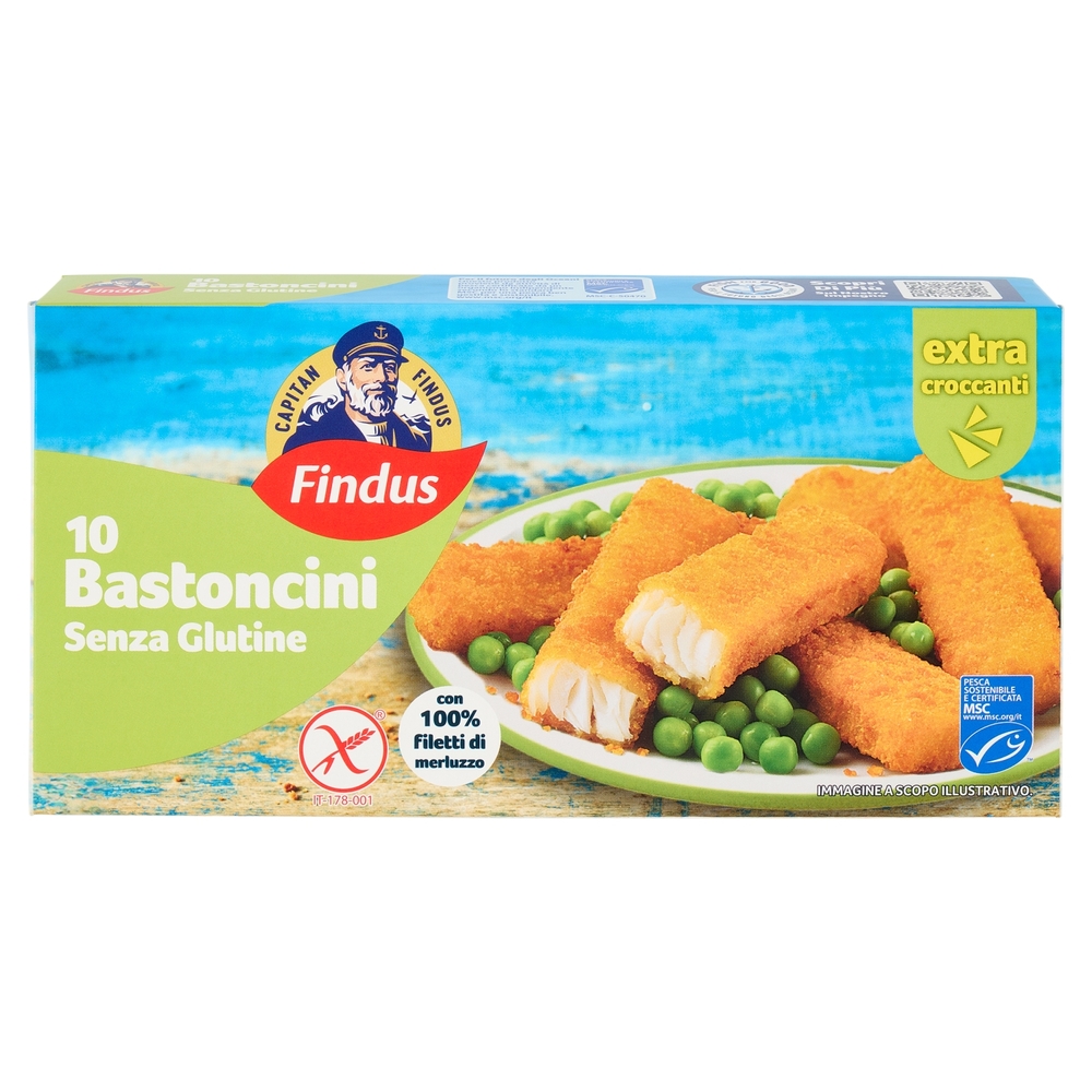 Capitan Findus 10 Bastoncini di Merluzzo Senza Glutine 300 g
