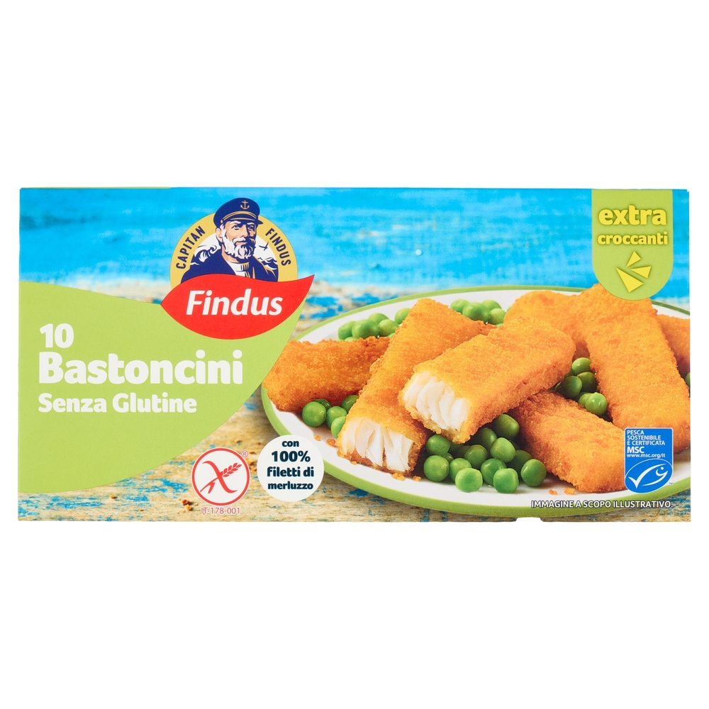 Capitan Findus 10 Bastoncini di Merluzzo Senza Glutine 300 g
