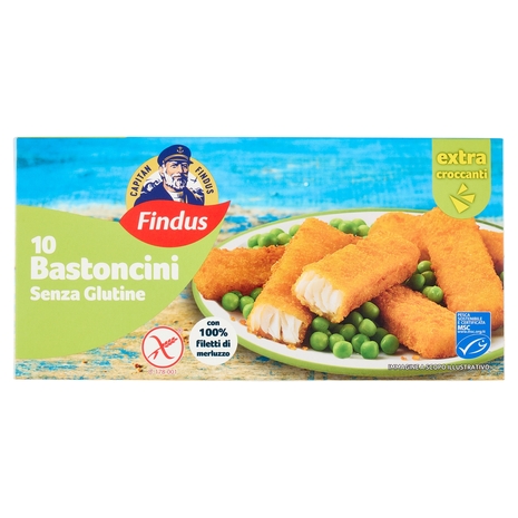 Capitan Findus 10 Bastoncini di Merluzzo Senza Glutine 300 g