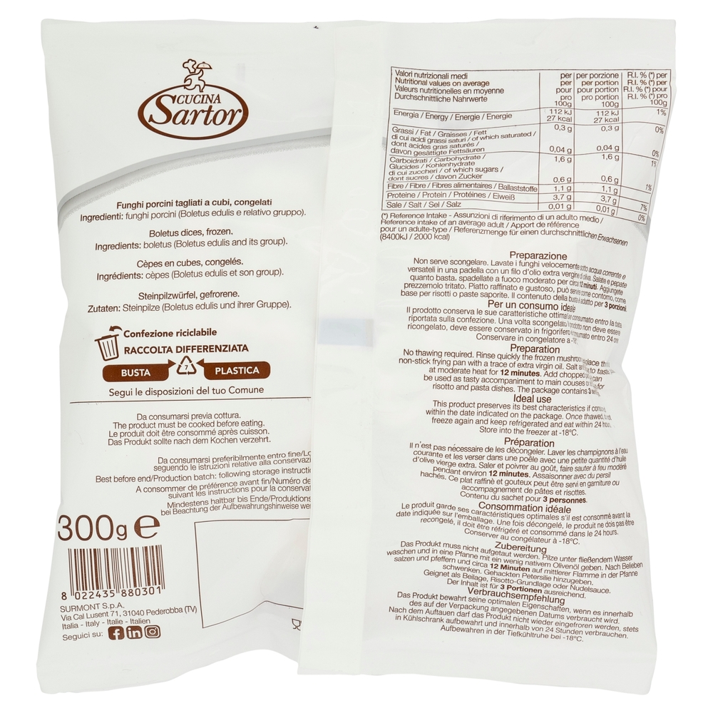 Cucina Sartor Porcini a cubi Congelati 300 g