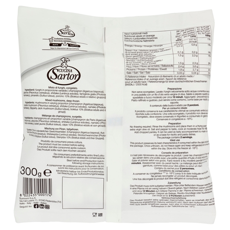 Cucina Sartor Misto Funghi con Porcini Congelato 300 g
