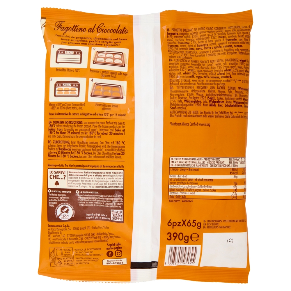 Tre Marie Fagottino al Cioccolato 6 x 65 g