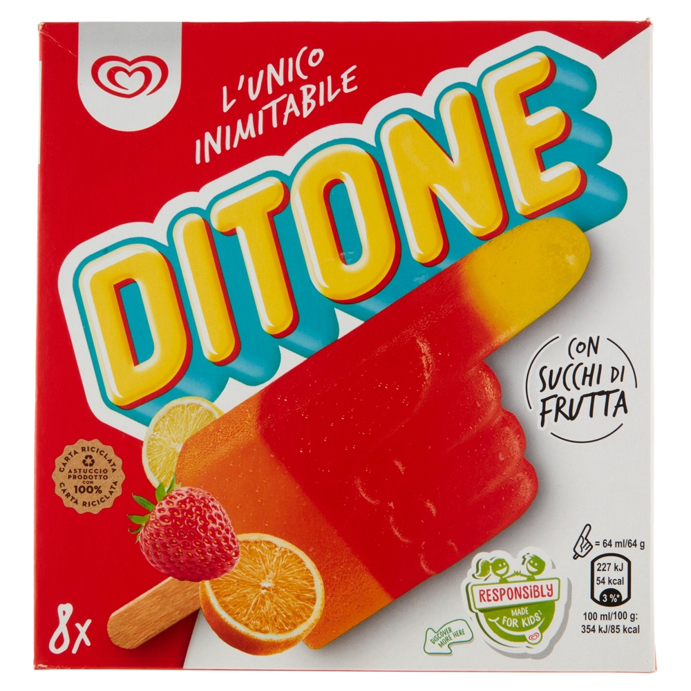 Ditone, Gelato in Stecco alla Frutta, 512 g