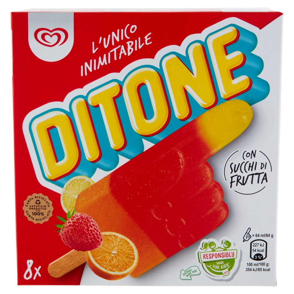 Ditone, Gelato in Stecco alla Frutta, 512 g