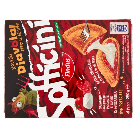 Sofficini Findus 4 Sofficini Diavola con Salamino Leggermente Piccante e cuore di Mozzarella 250 g