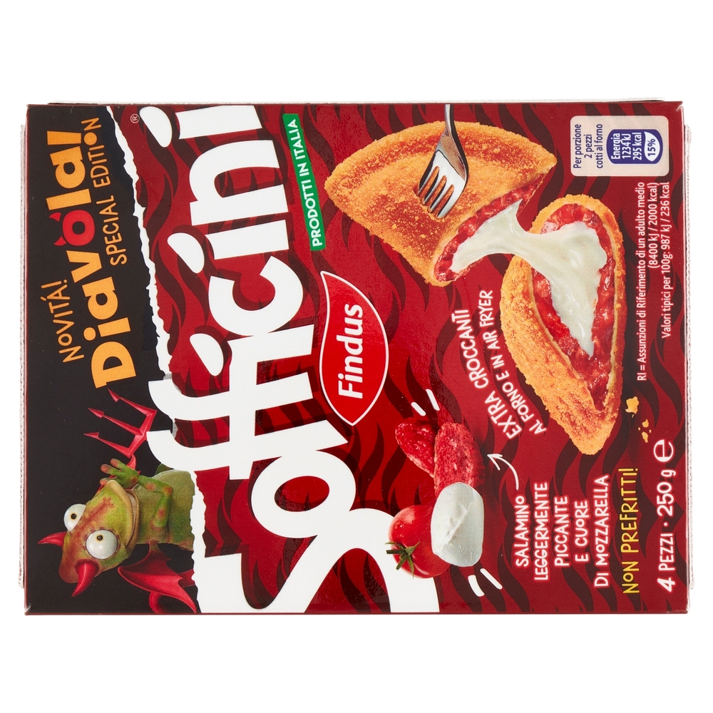 Sofficini Findus 4 Sofficini Diavola con Salamino Leggermente Piccante e cuore di Mozzarella 250 g