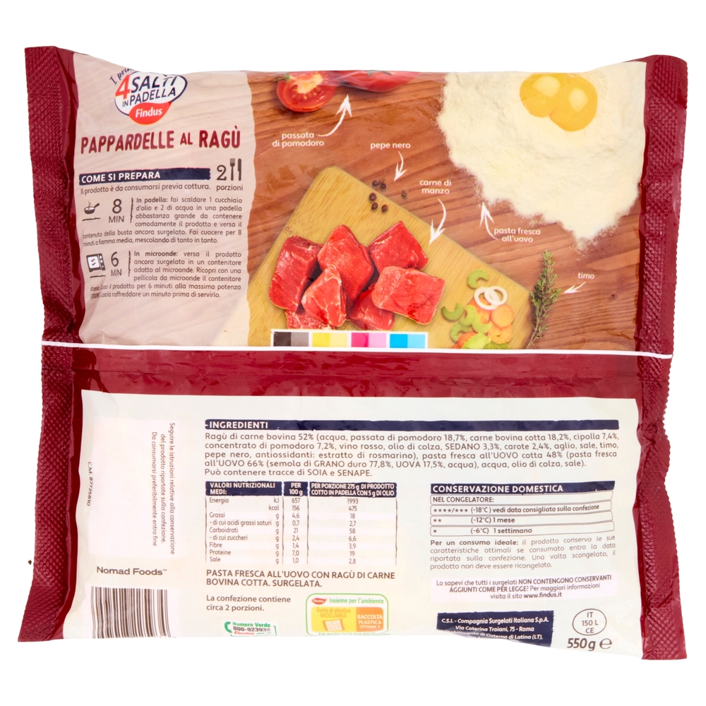 4 Salti in Padella Findus Pappardelle al Ragù 550 g