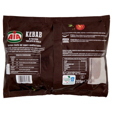 Aia Kebab di Tacchino Tagliato in Sfoglie surgelato 300 g