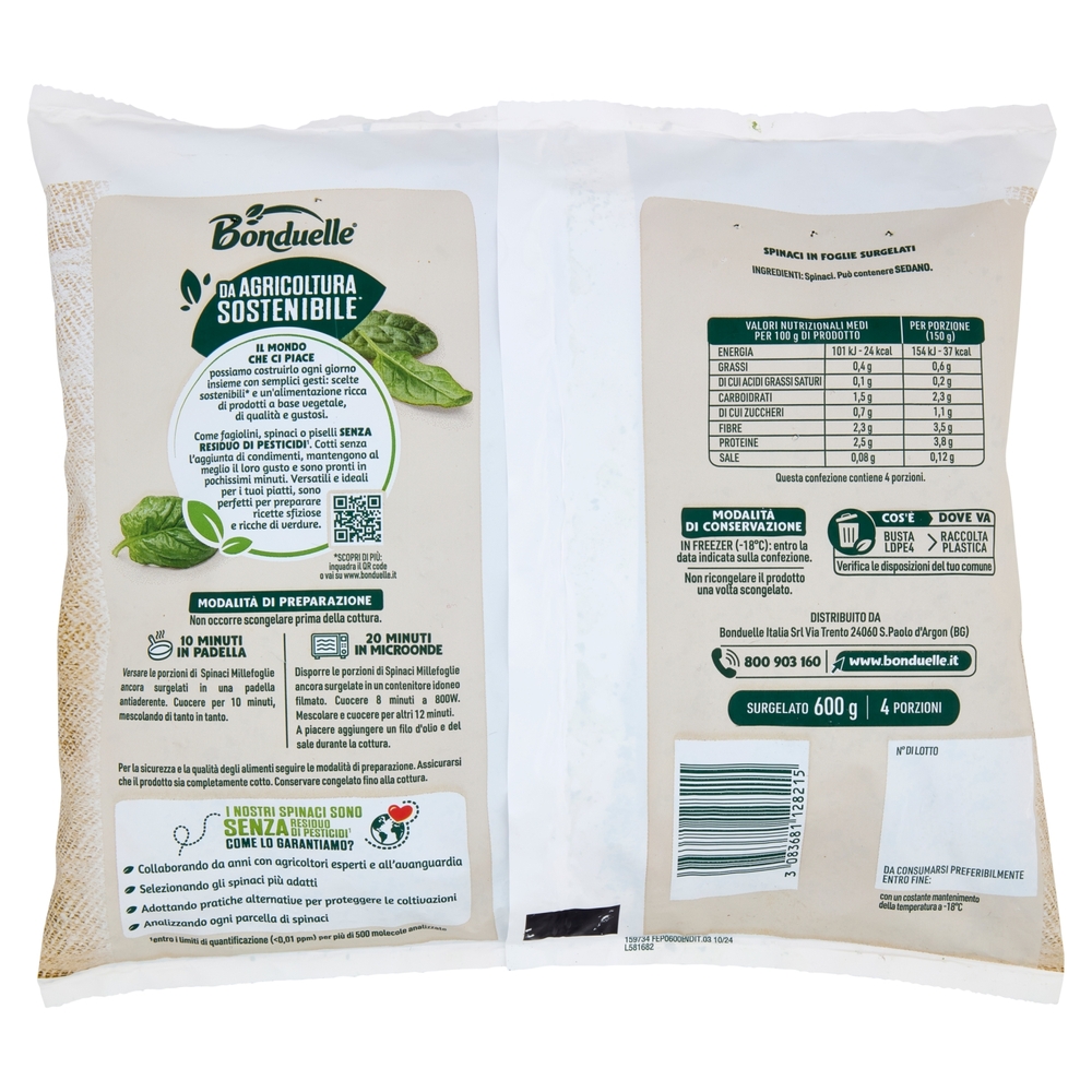 Bonduelle Spinaci Millefoglie Surgelato 600 g