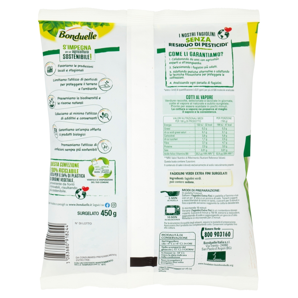 Bonduelle Fagiolini Extra Fini Surgelato 450 g