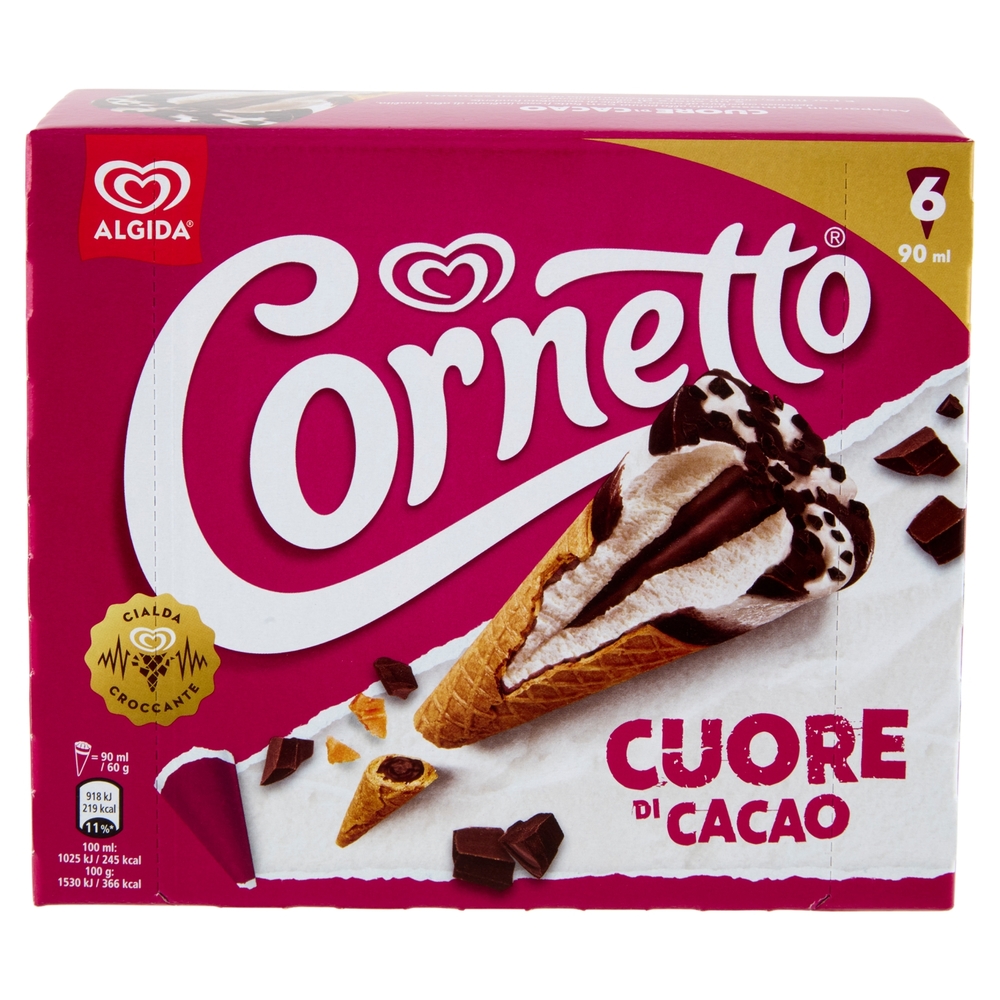 Cornetto Algida Cuore di Cacao 6 Gelati 360 g