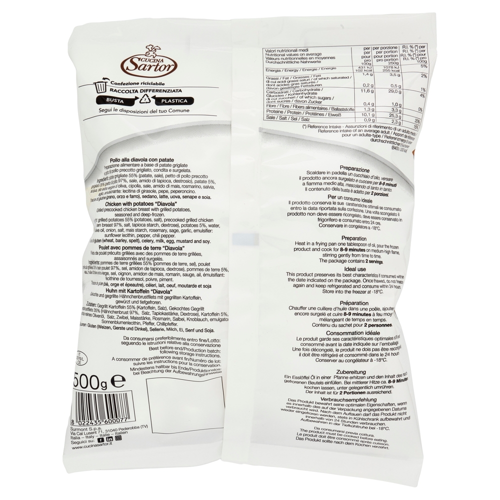 Cucina Sartor Pollo alla Diavola con patate Surgelato 500 g