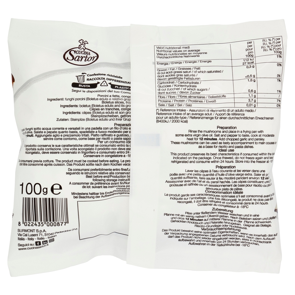 Cucina Sartor Porcini a fette Congelati 100 g