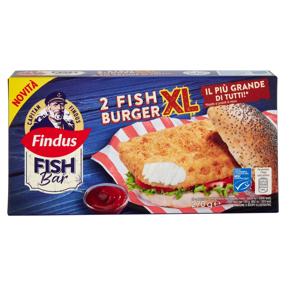 Capitan Findus Fish Bar 2 Fish Burger XL 270 g