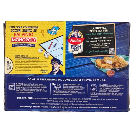 Capitan Findus Fish Bar Fish & Crock Merluzzo D'Alaska con Patatine Croccanti 250 g