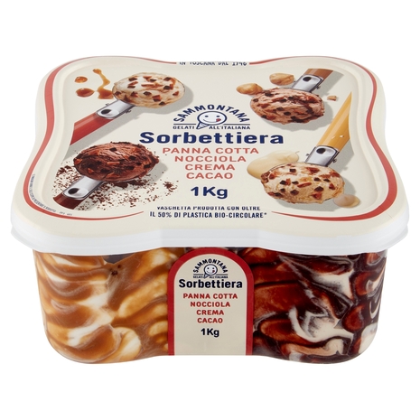 Sammontana Sorbettiera Panna Cotta, Nocciola, Crema, Cacao 1 Kg