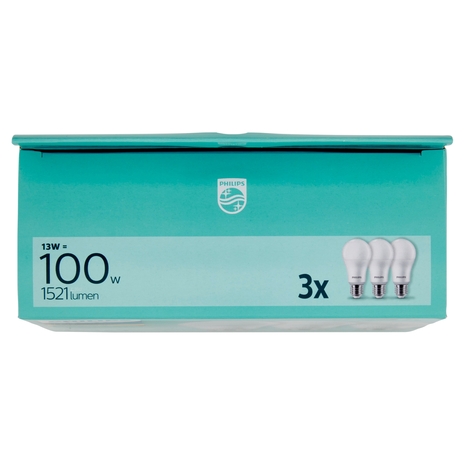 Philips Led sfera vetro 100W E27 2700K 3 pz