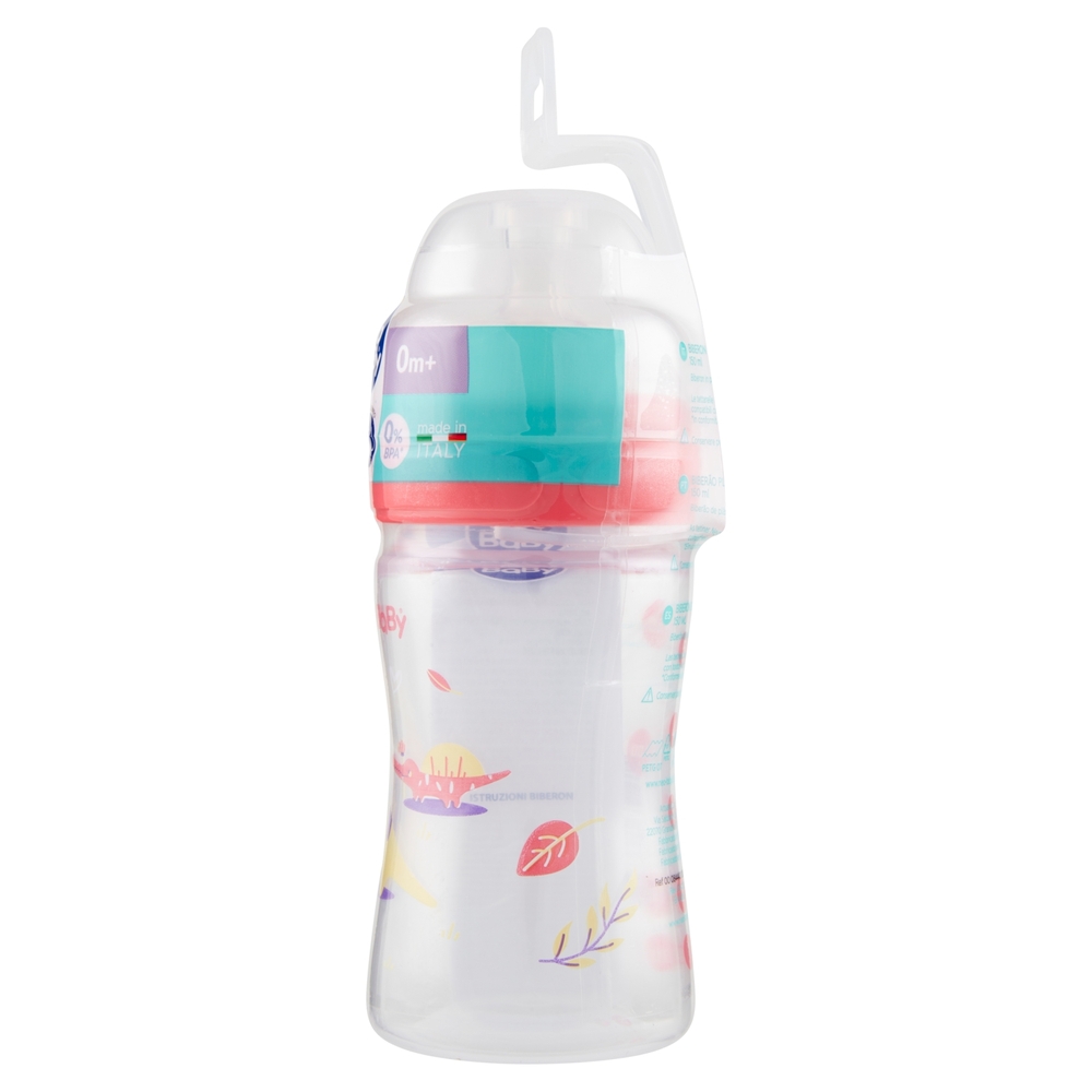 neo Baby Biberon Plastica Collo Largo 150 ml 0m+ Dino Rosa