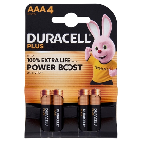 Duracell Plus AAA 4 Mini Stilo / Micro Alcalina 1.5V MN2400 4 pz