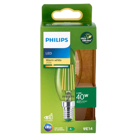 Philips LED Candela Vetro Filam 40W E14 2700K Non-Dim Classe A
