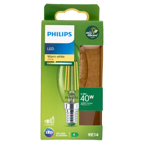 Philips LED Candela Vetro Filam 40W E14 2700K Non-Dim Classe A
