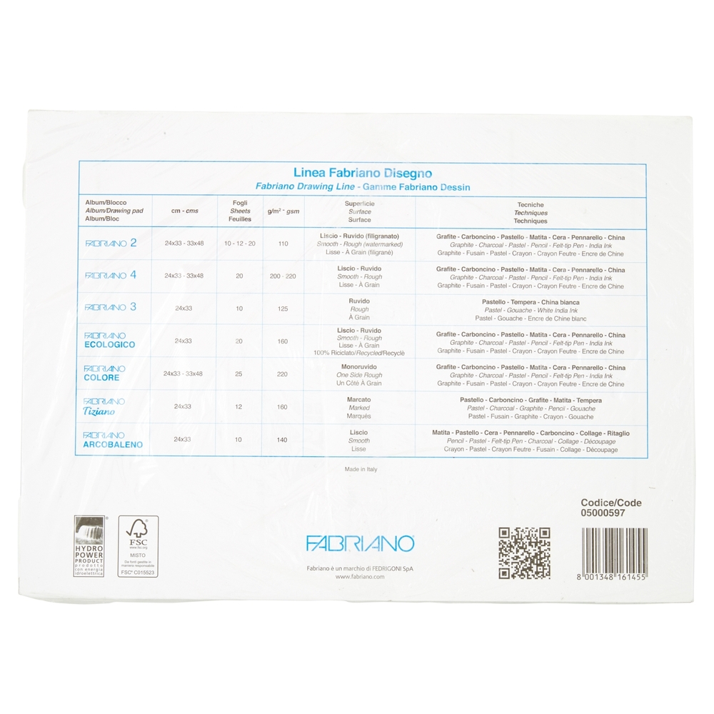 Fabriano Disegno FA/4 blocco 20 fogli 24x33 cm ruvido