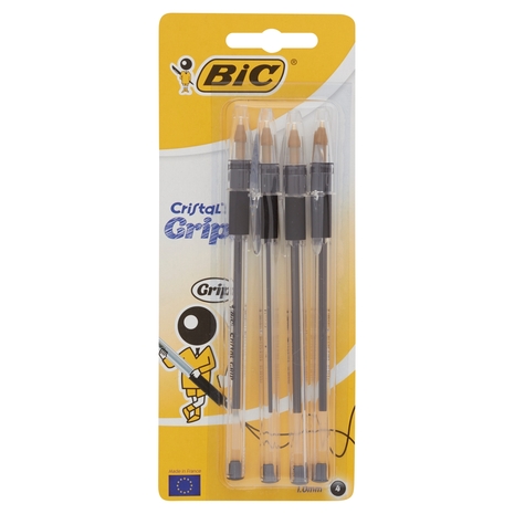 Bic Cristal grip 1.0 mm 4 penne nere