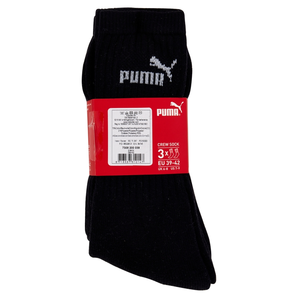 Puma Crew Sock 3x black tg. 39-42